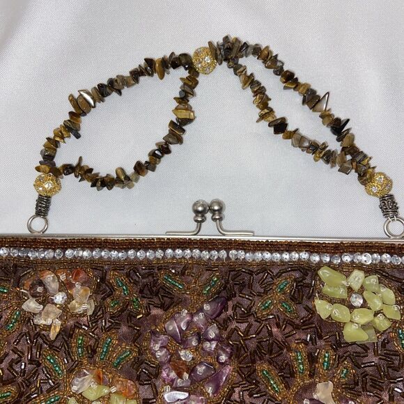 Vintage Handled Purse Handbag Victorian Style Genuine Black Onyx Carnelian - Picture 10 of 15